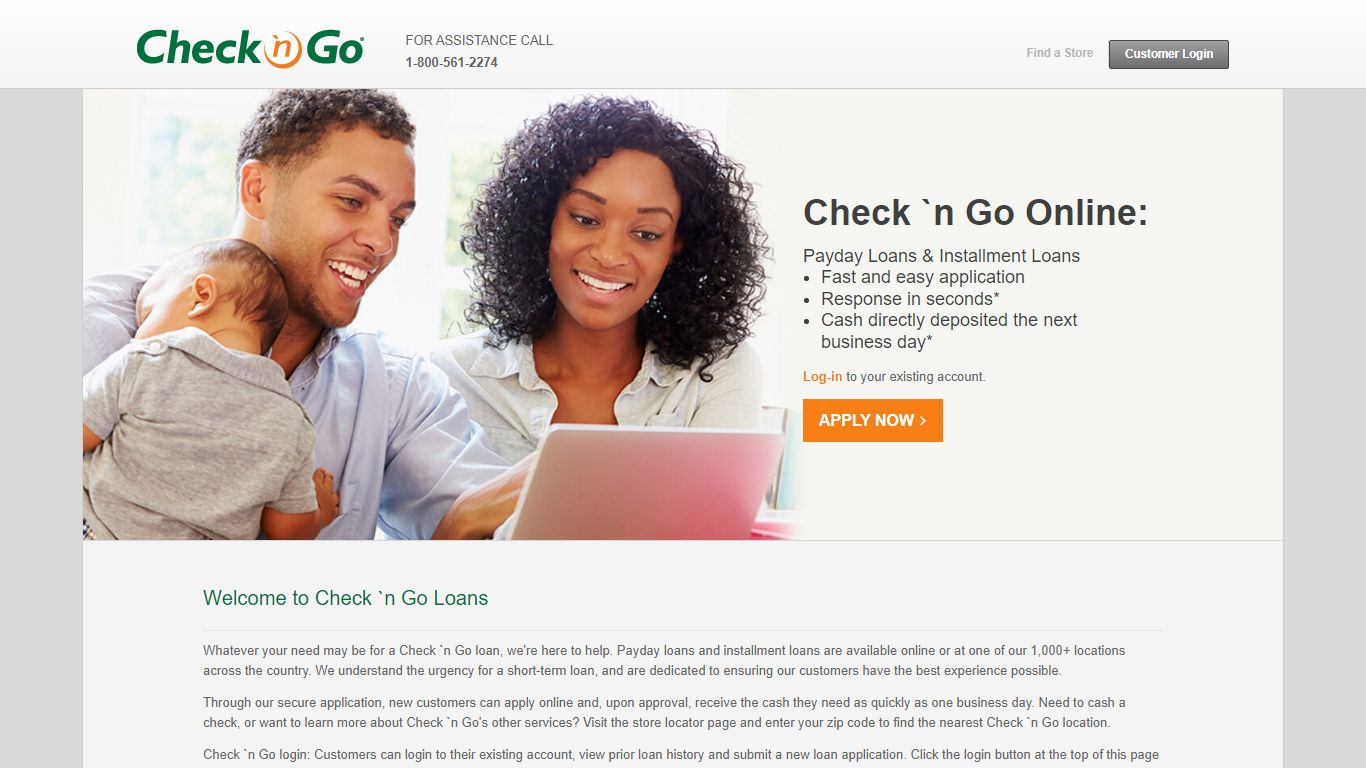 Check 'n Go Online Login For Installment Loans & Payday Loans